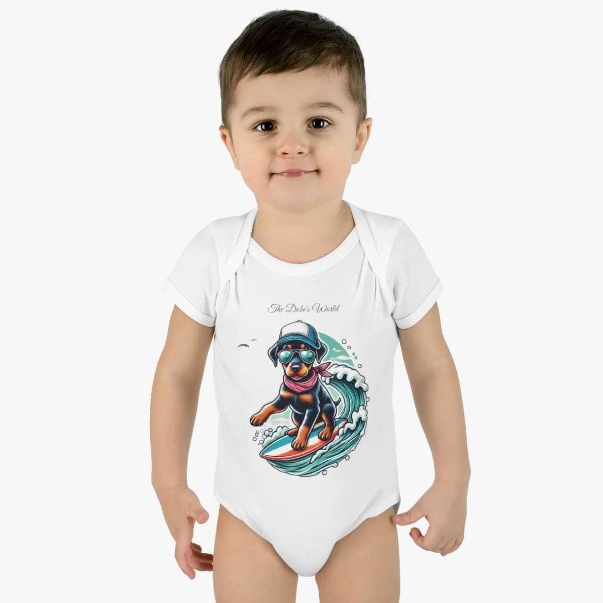 The Dobe´s Infant Baby Rib Bodysuit - Surfer Puppy - Image 2
