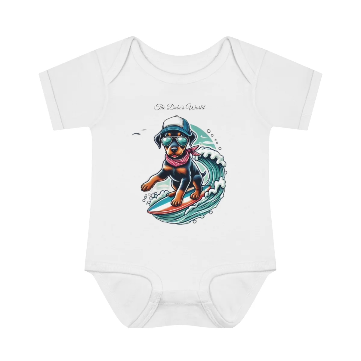 The Dobe´s Infant Baby Rib Bodysuit - Surfer Puppy