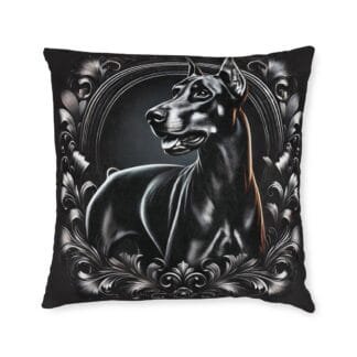 The Dobe Square Pillow - Pink Back - Doberman luxory