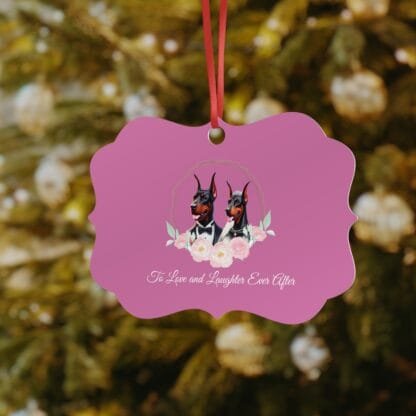 The Dobe Aluminum Ornaments, 1pc - Doberman Wedding Edition - light pink - Image 3