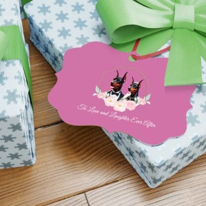 The Dobe Aluminum Ornaments, 1pc - Doberman Wedding Edition - light pink - Image 4