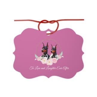 The Dobe Aluminum Ornaments, 1pc - Doberman Wedding Edition - light pink