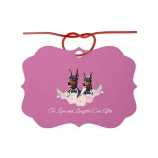 The Dobe Aluminum Ornaments, 1pc - Doberman Wedding Edition - light pink