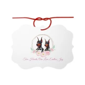 The Dobe Aluminum Ornaments, 1pc - Doberman Wedding Edition - white