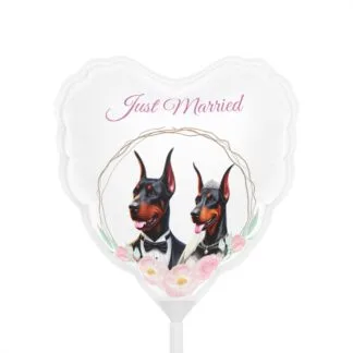 The Dobe Balloons, 6" - Doberman Wedding Edition - Just married