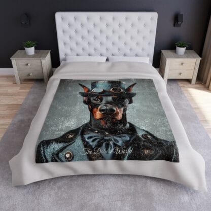 The Dobes Crushed Velvet Blanket - Series-9 - Doberman Steampunk - Image 5