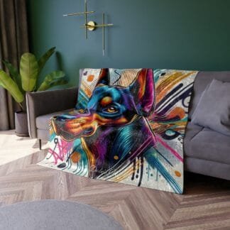 The Dobe Crushed Velvet Blanket - Art - Doberman