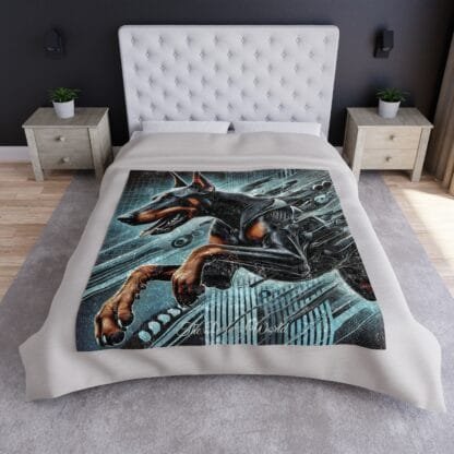 The Dobe Crushed Velvet Blanket - Futuristic - Doberman - Image 5