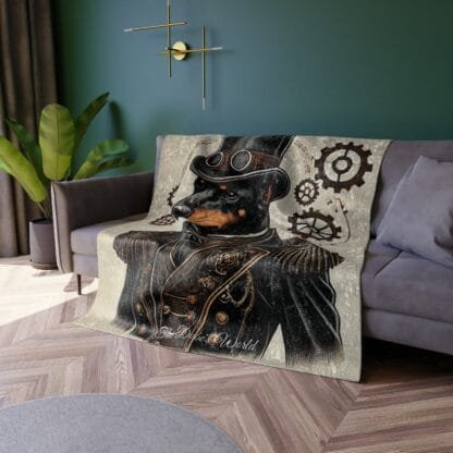 The Dobe Crushed Velvet Blanket - Steampunk - Doberman - Image 4