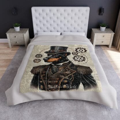 The Dobe Crushed Velvet Blanket - Steampunk - Doberman - Image 5