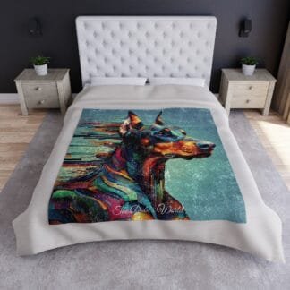 The Dobe Crushed Velvet Blanket - Art Deco - Doberman