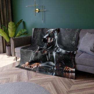 The Dobe Crushed Velvet Blanket - Doberman dark