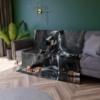 The Dobe Crushed Velvet Blanket - Doberman dark