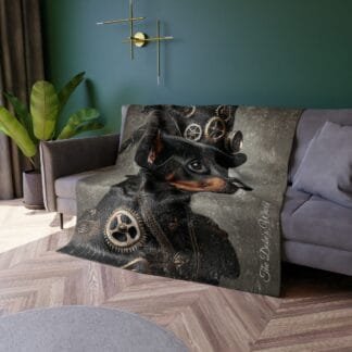 The Dobe Crushed Velvet Blanket - Doberman Steampunk 3
