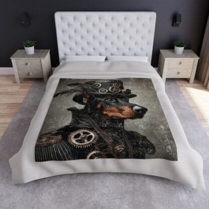 The Dobe Crushed Velvet Blanket - Doberman Steampunk 3 - Image 5