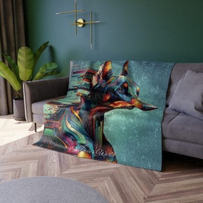 The Dobe Crushed Velvet Blanket - Art Deco - Doberman - Image 5