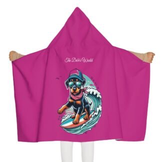 The Dobe´s Youth Hooded Towel - Surfer Puppy - pink