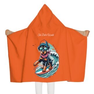 The Dobe´s Youth Hooded Towel - Surfer Puppy - orange