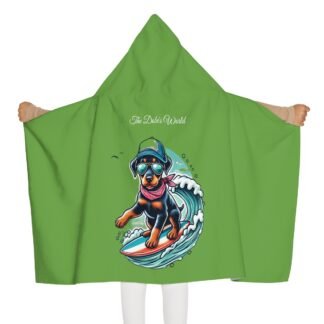 The Dobe´s Youth Hooded Towel - Surfer Puppy - green
