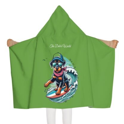 The Dobe´s Youth Hooded Towel - Surfer Puppy - green