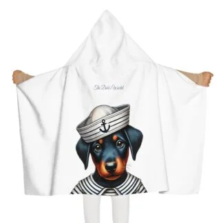 The Dobe´s Youth Hooded Towel - Nautic Puppy - white