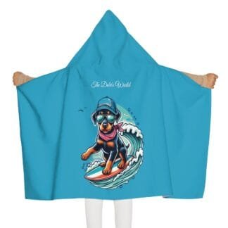 The Dobe´s Youth Hooded Towel - Surfer Puppy - turquoise