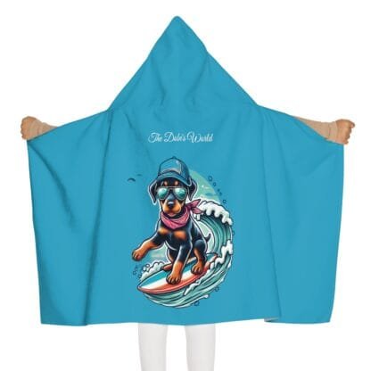 The Dobe´s Youth Hooded Towel - Surfer Puppy - turquoise