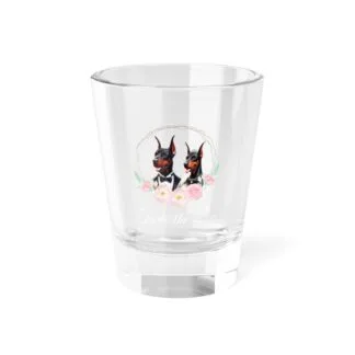 The Dobe Shot Glass, 1.5oz - Doberman Wedding Edition