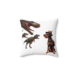 The Dobes Polyester Square Pillow - Jurassic Dobe
