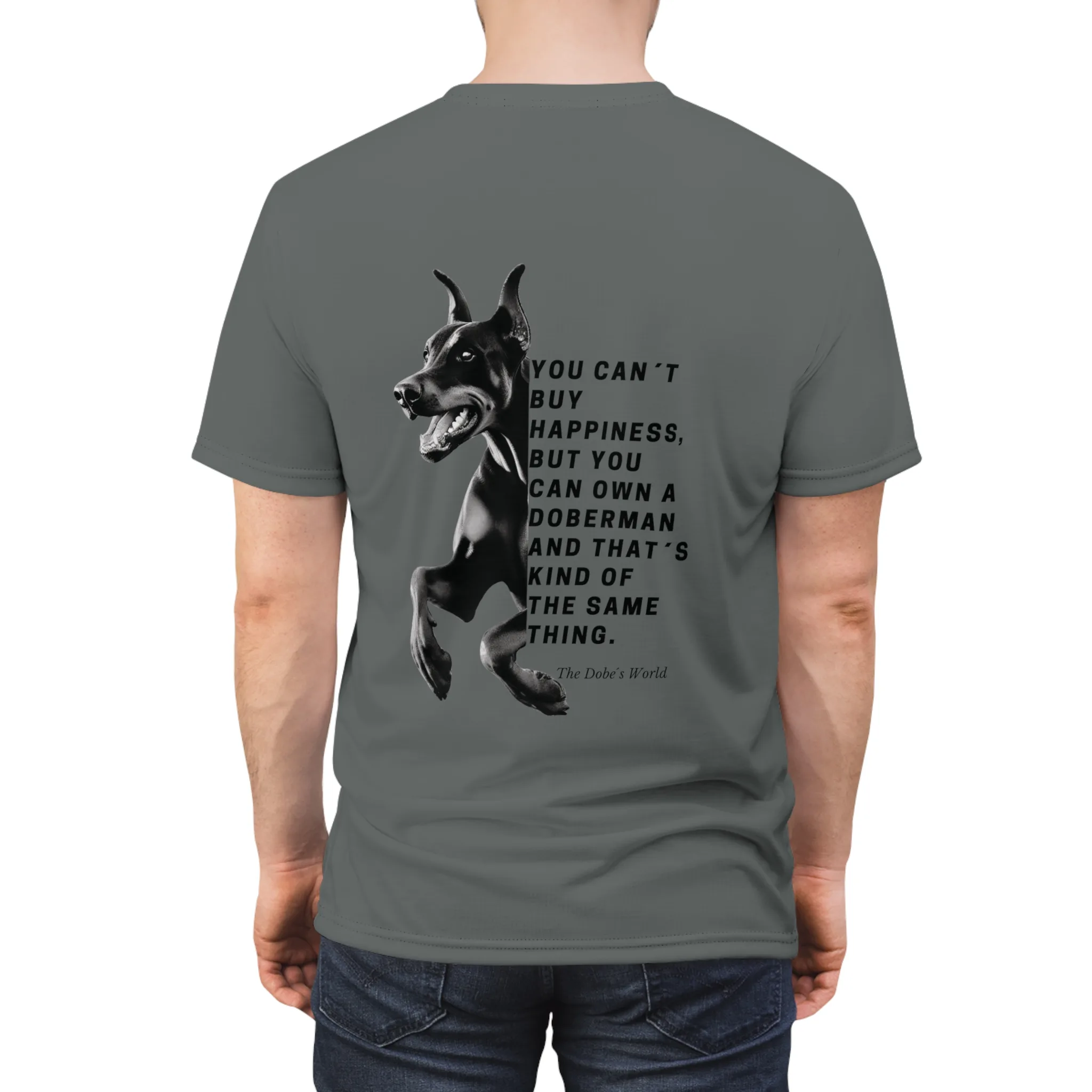 The Dobe's Unisex Cut & Sew Tee (AOP) - Own a Doberman - dark grey - Image 13