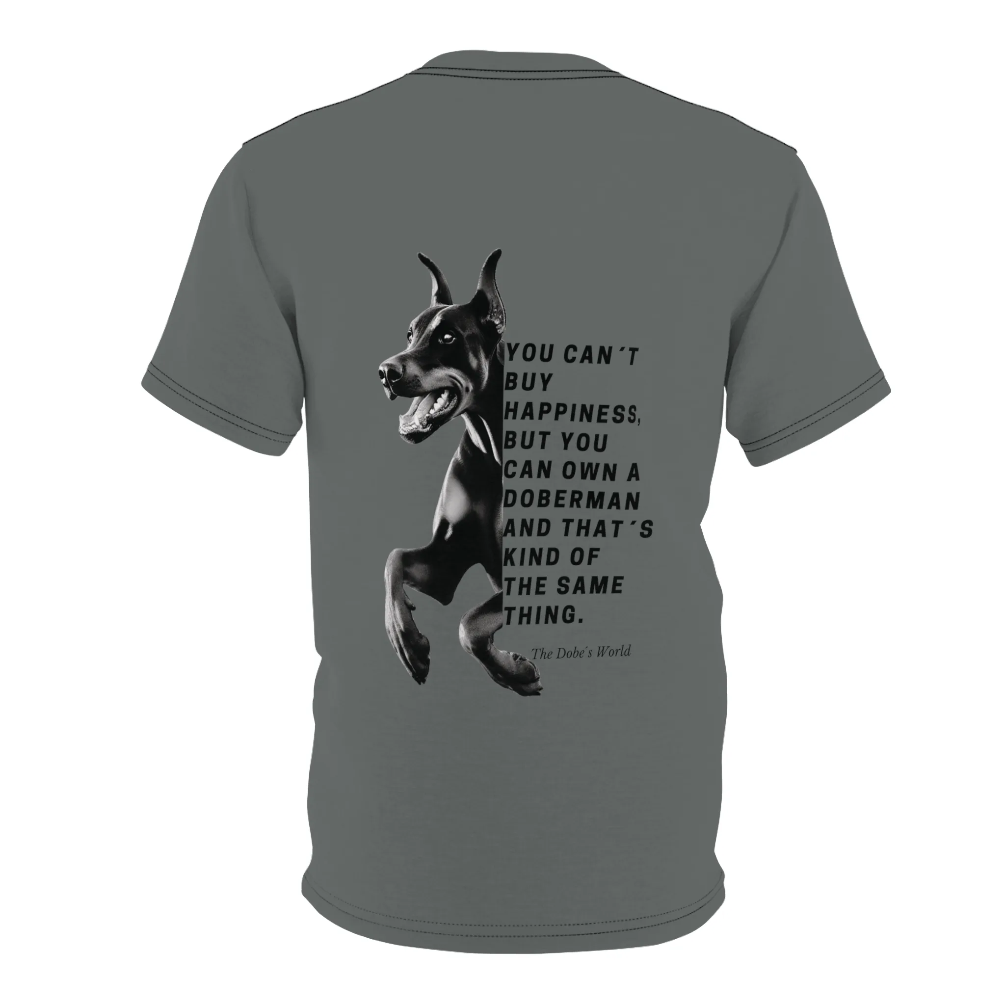 The Dobe's Unisex Cut & Sew Tee (AOP) - Own a Doberman - dark grey - Image 8