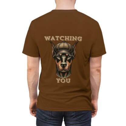 The Dobes Unisex Cut & Sew Tee (AOP) - Watching You - brown - Image 8