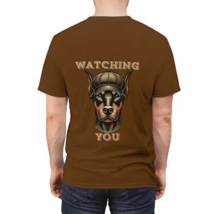 The Dobes Unisex Cut & Sew Tee (AOP) - Watching You - brown - Image 8