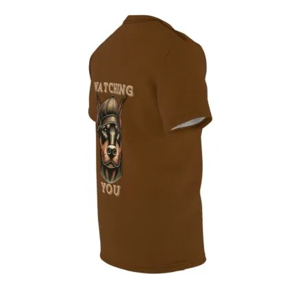 The Dobes Unisex Cut & Sew Tee (AOP) - Watching You - brown - Image 12