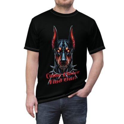The Dobe's Unisex Cut & Sew Tee (AOP) - Come Closer - black - Image 5