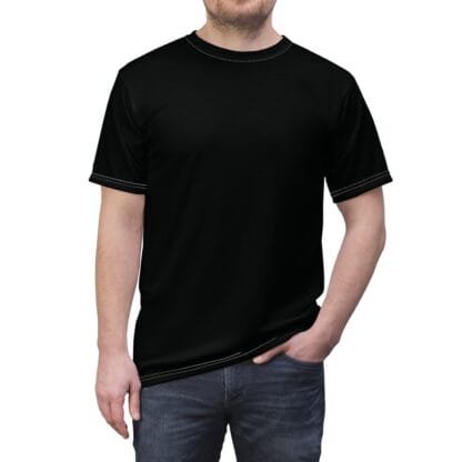 The Dobe's Unisex Cut & Sew Tee (AOP) - Watching You - black - Image 6