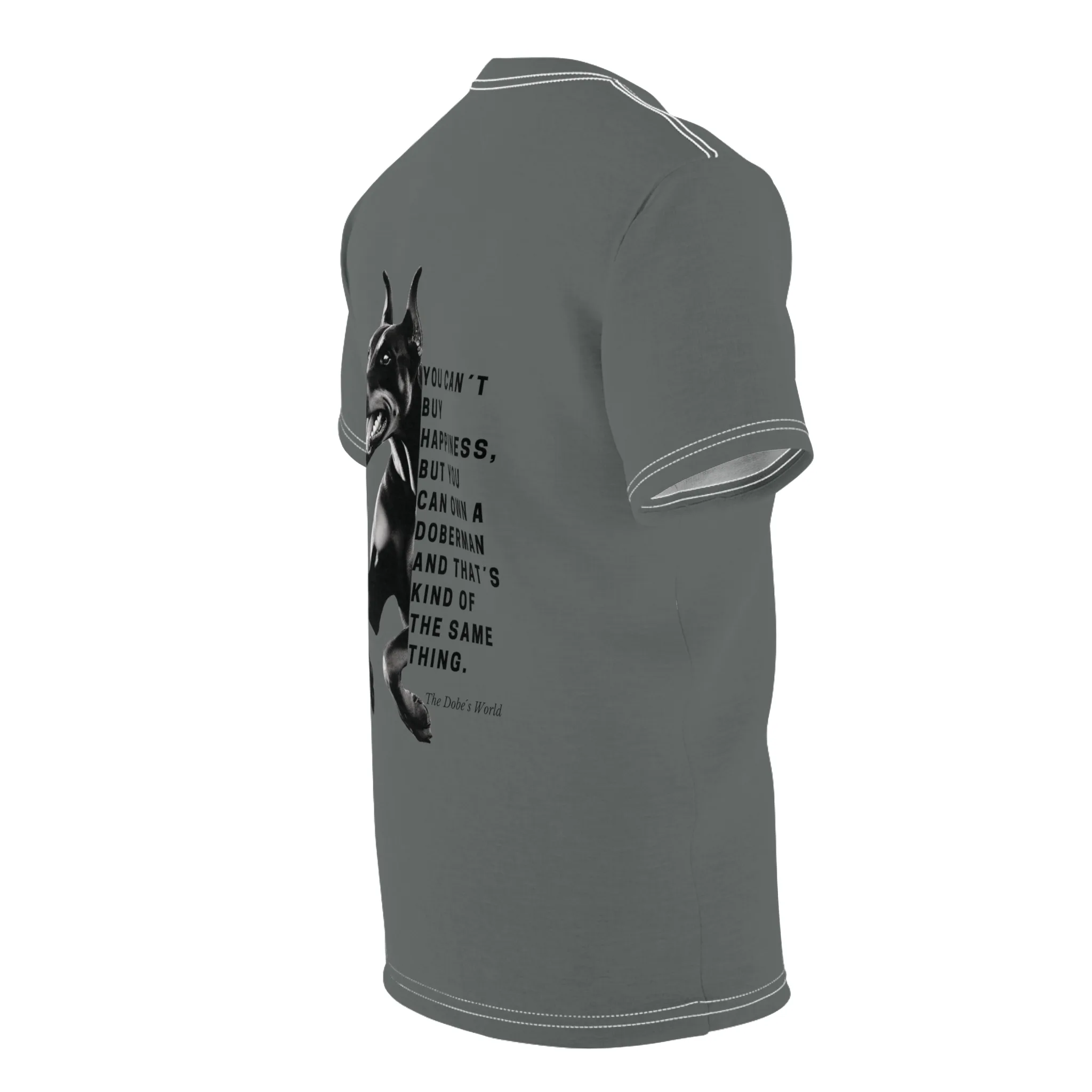 The Dobe's Unisex Cut & Sew Tee (AOP) - Own a Doberman - dark grey - Image 4