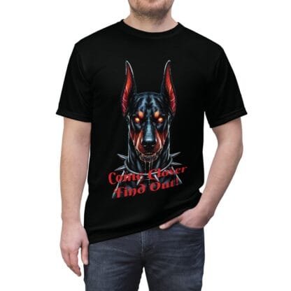 The Dobe's Unisex Cut & Sew Tee (AOP) - Come Closer - black - Image 12
