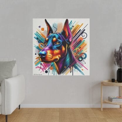 Doberman Matte Canvas, Stretched, 0.75" - Colored Guardian - Image 3