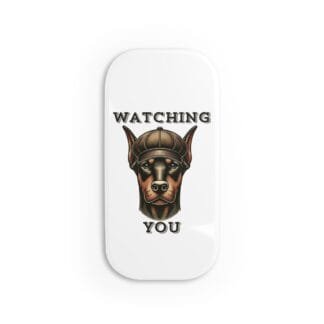 Doberman Phone Click-On Grip - Watching You - white