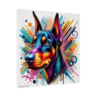 Doberman Matte Canvas, Stretched, 0.75" - Colored Guardian
